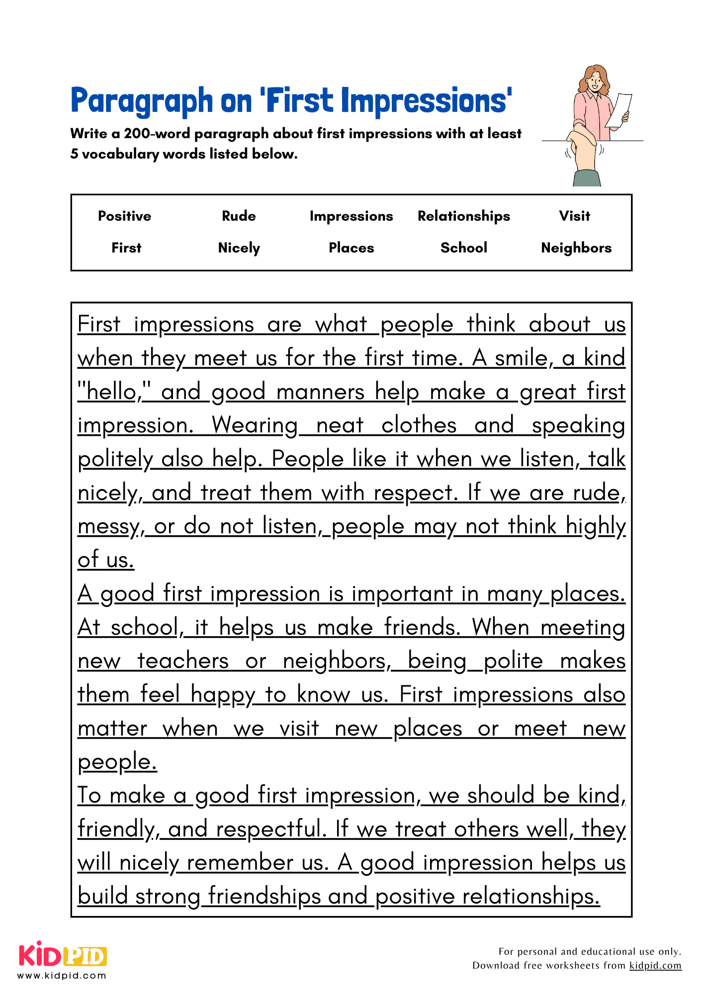 Paragraph on 'First Impressions' - 200 Words