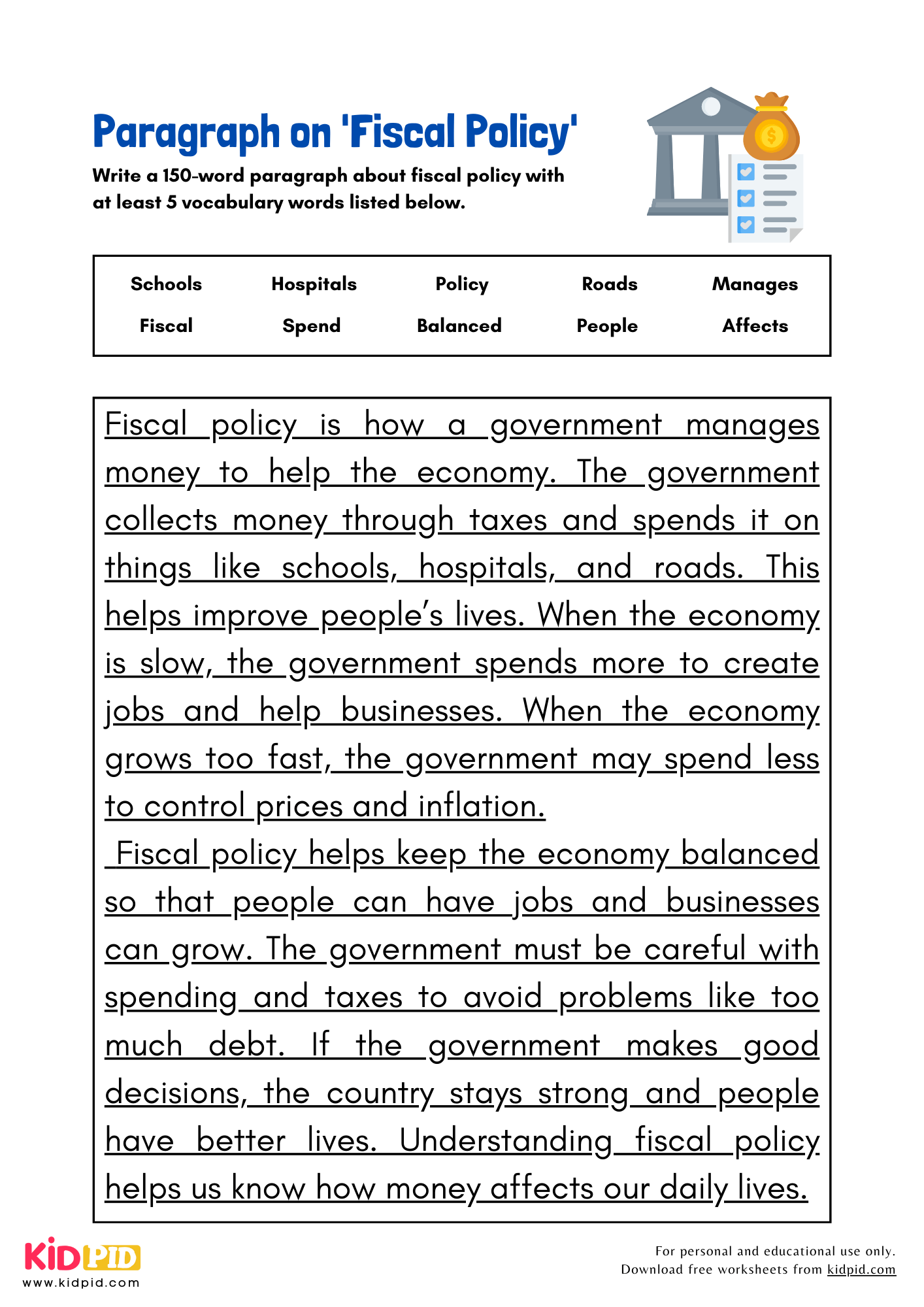 Paragraph on 'Fiscal Policy' - 150 Words