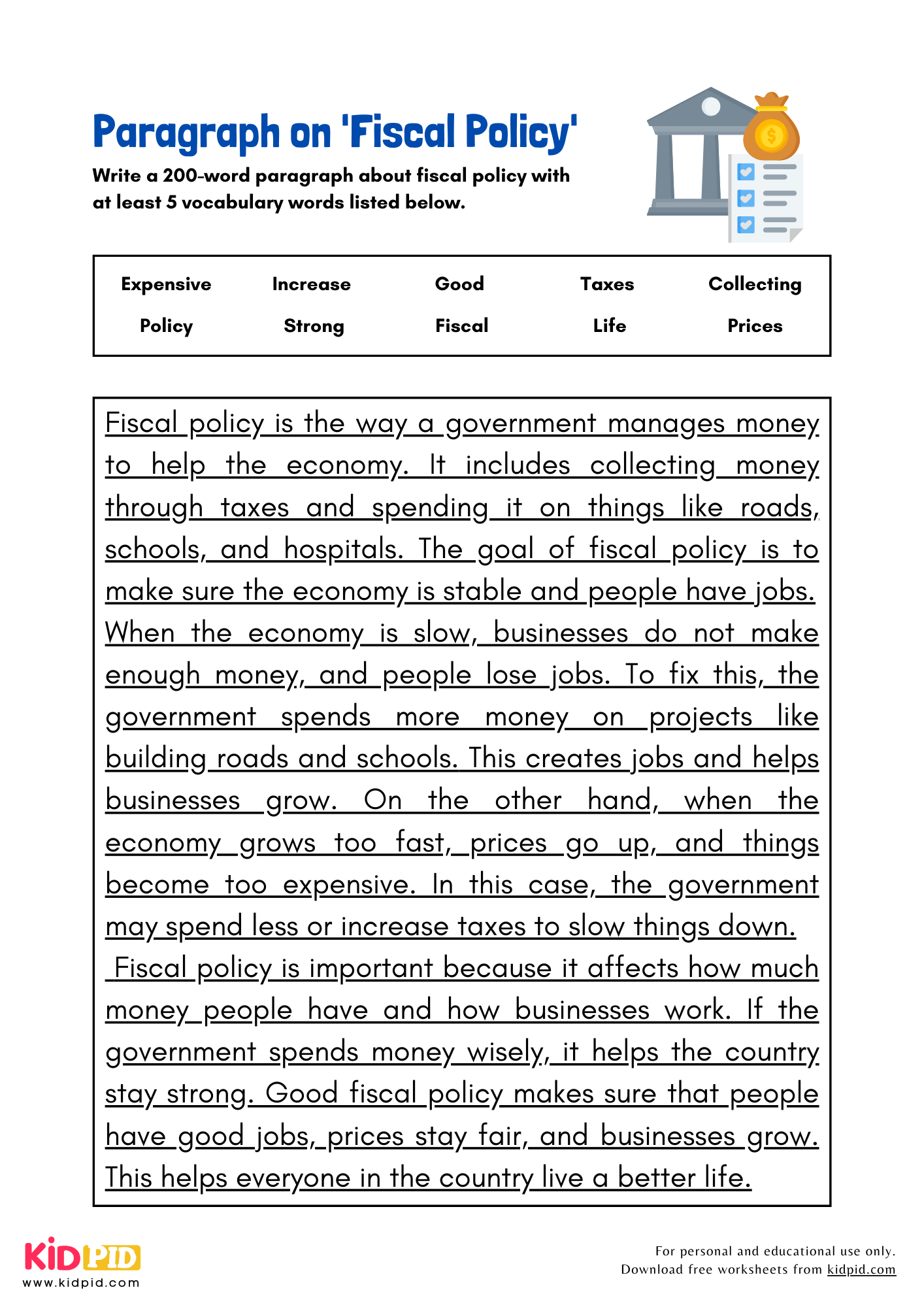 Paragraph on 'Fiscal Policy' - 200 Words
