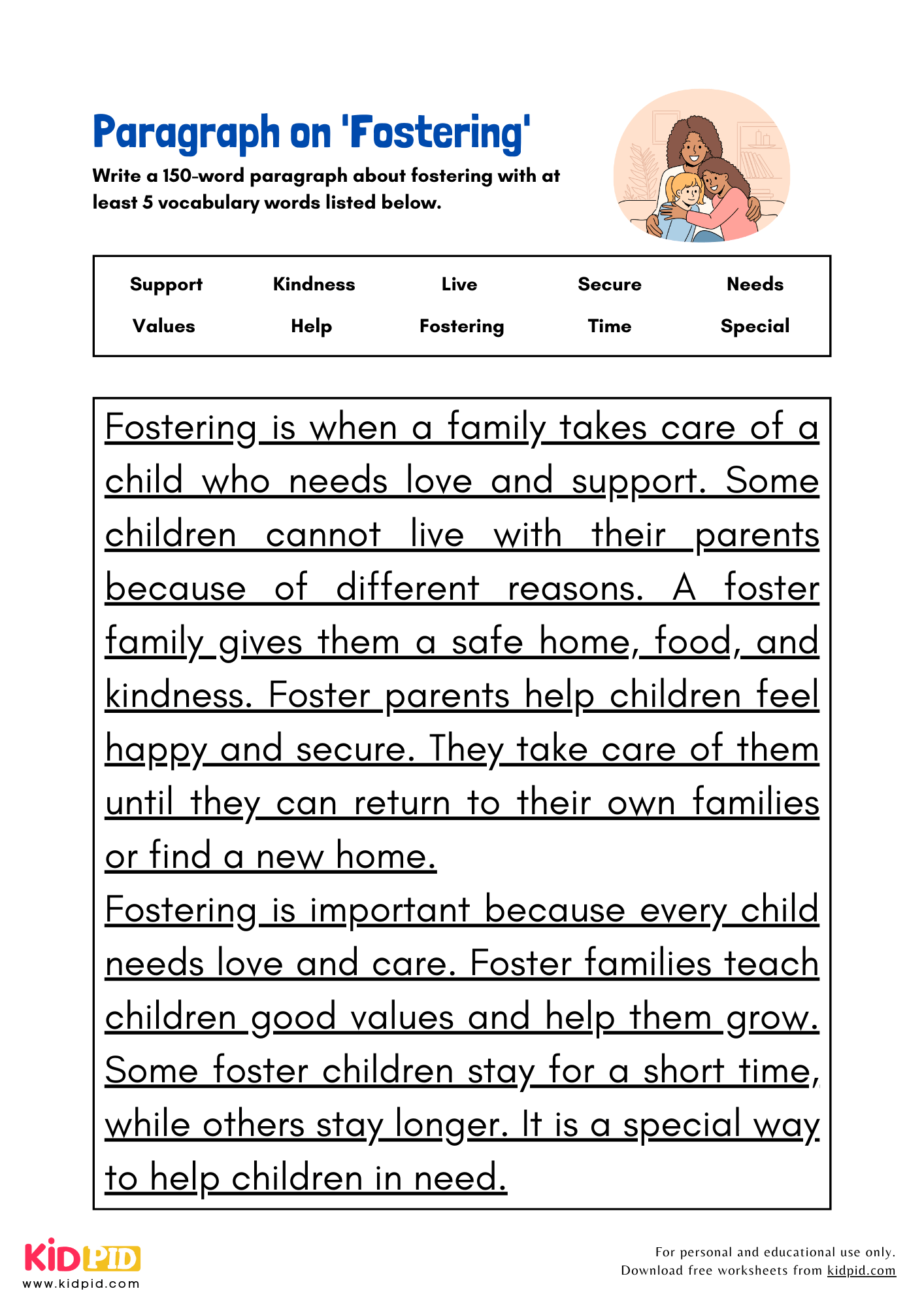 Paragraph on 'Fostering' - 150 Words
