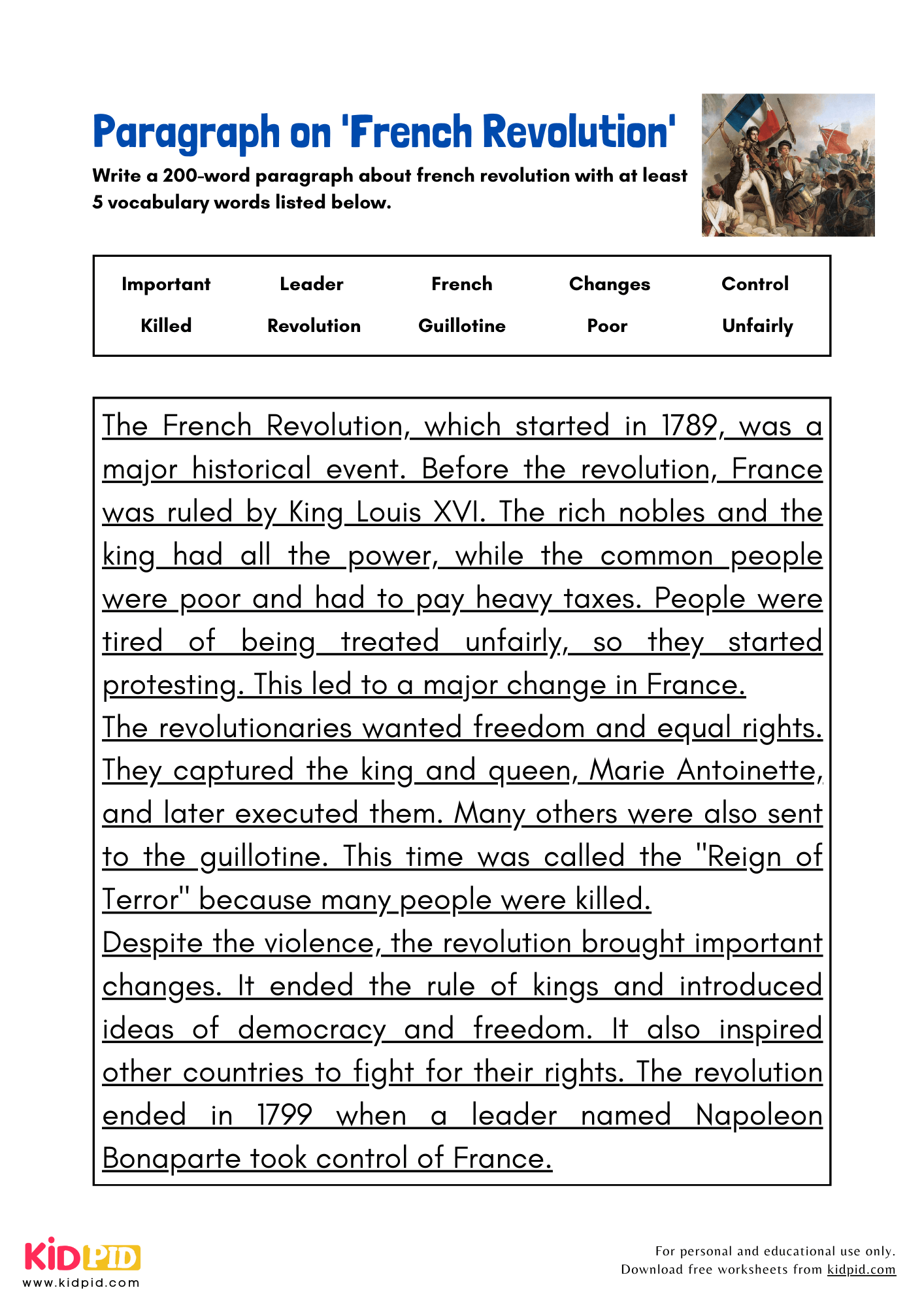 Paragraph on 'French Revolution' - 200 Words