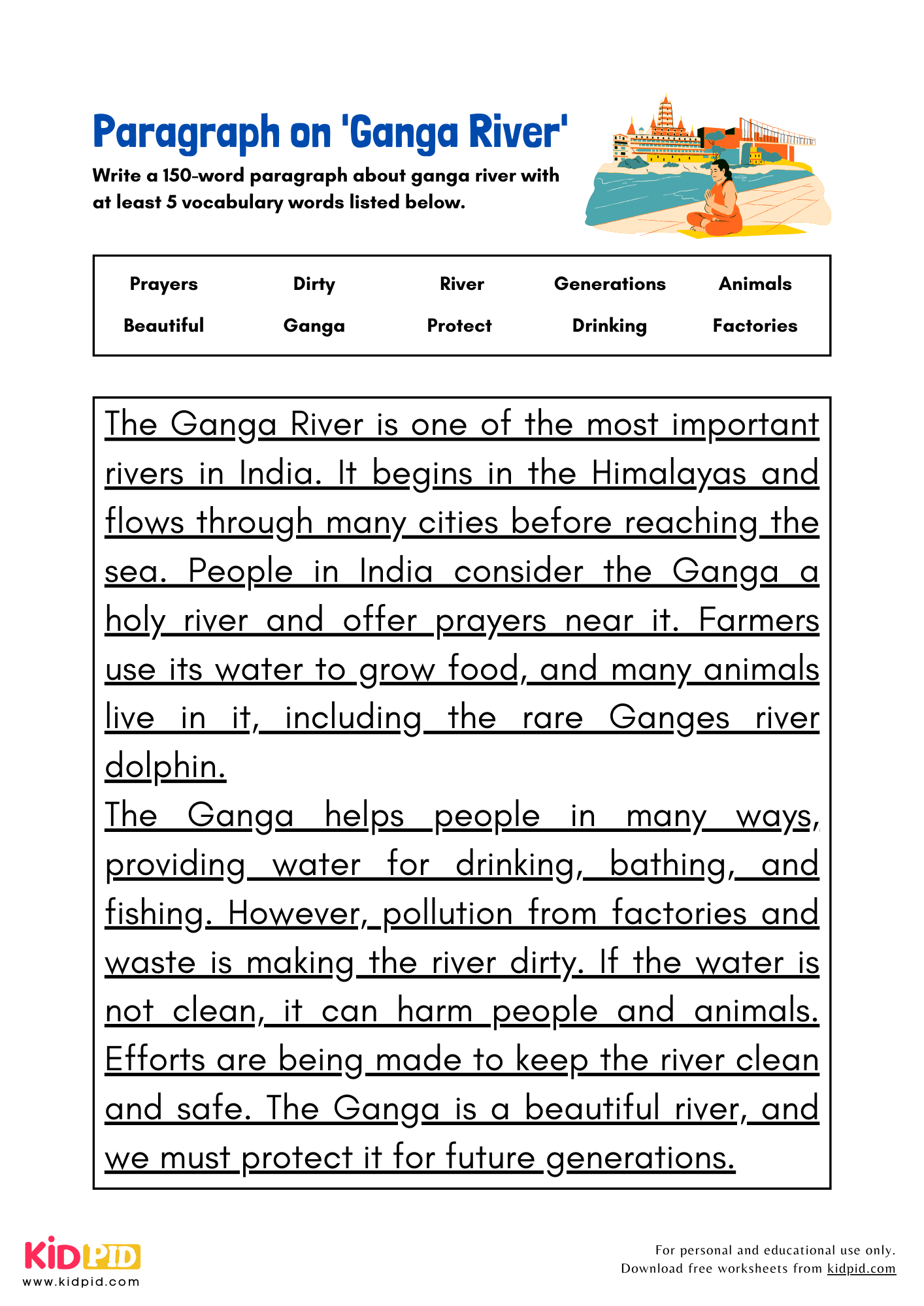 Paragraph on 'Ganga River' - 150 Words