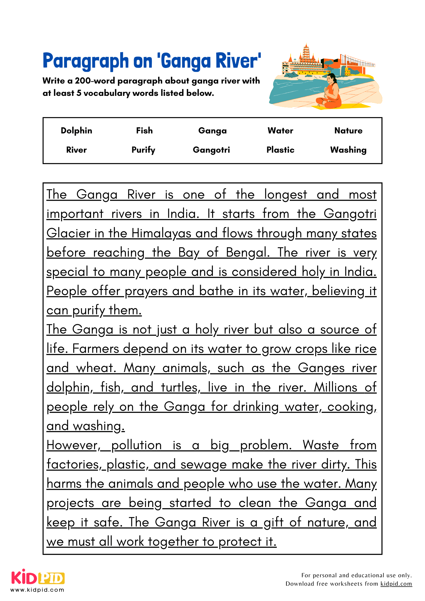 Paragraph on 'Ganga River' - 200 Words