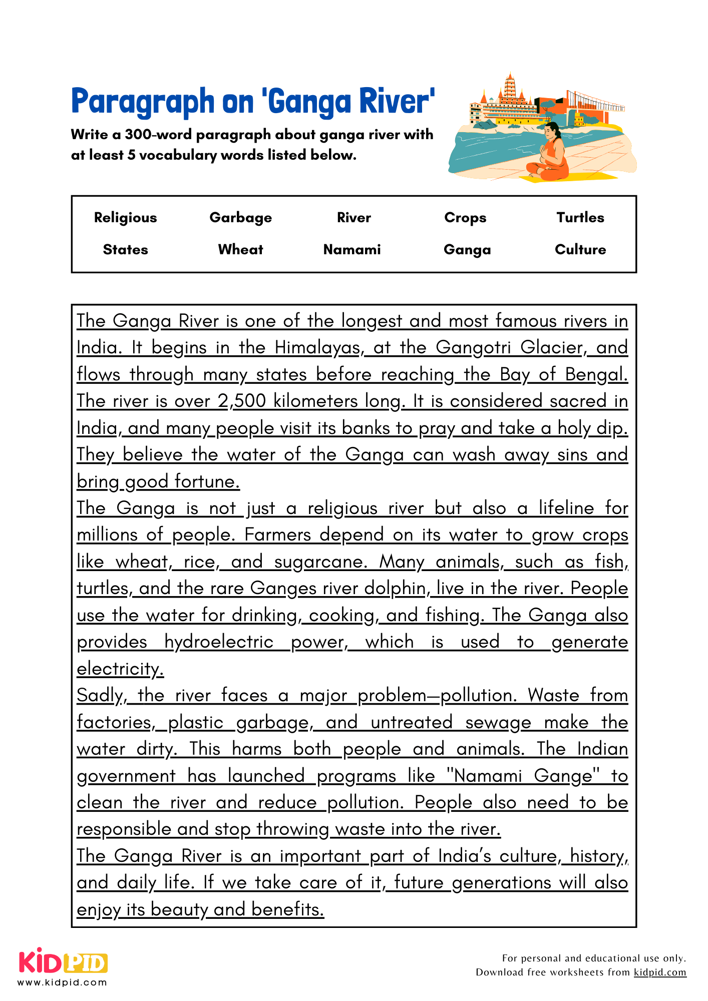 Paragraph on 'Ganga River' - 300 Words