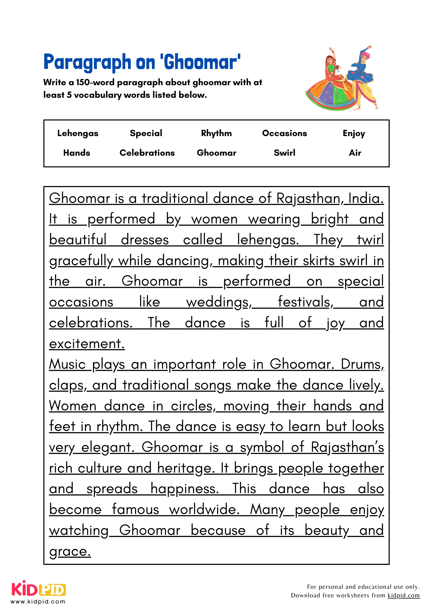 Paragraph on 'Ghoomar' - 150 Words
