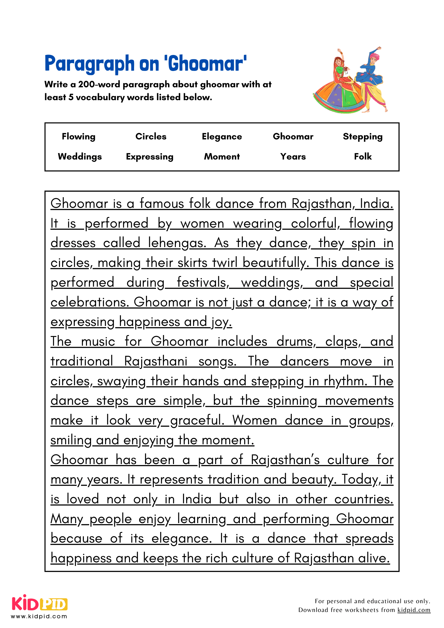 Paragraph on 'Ghoomar' - 200 Words