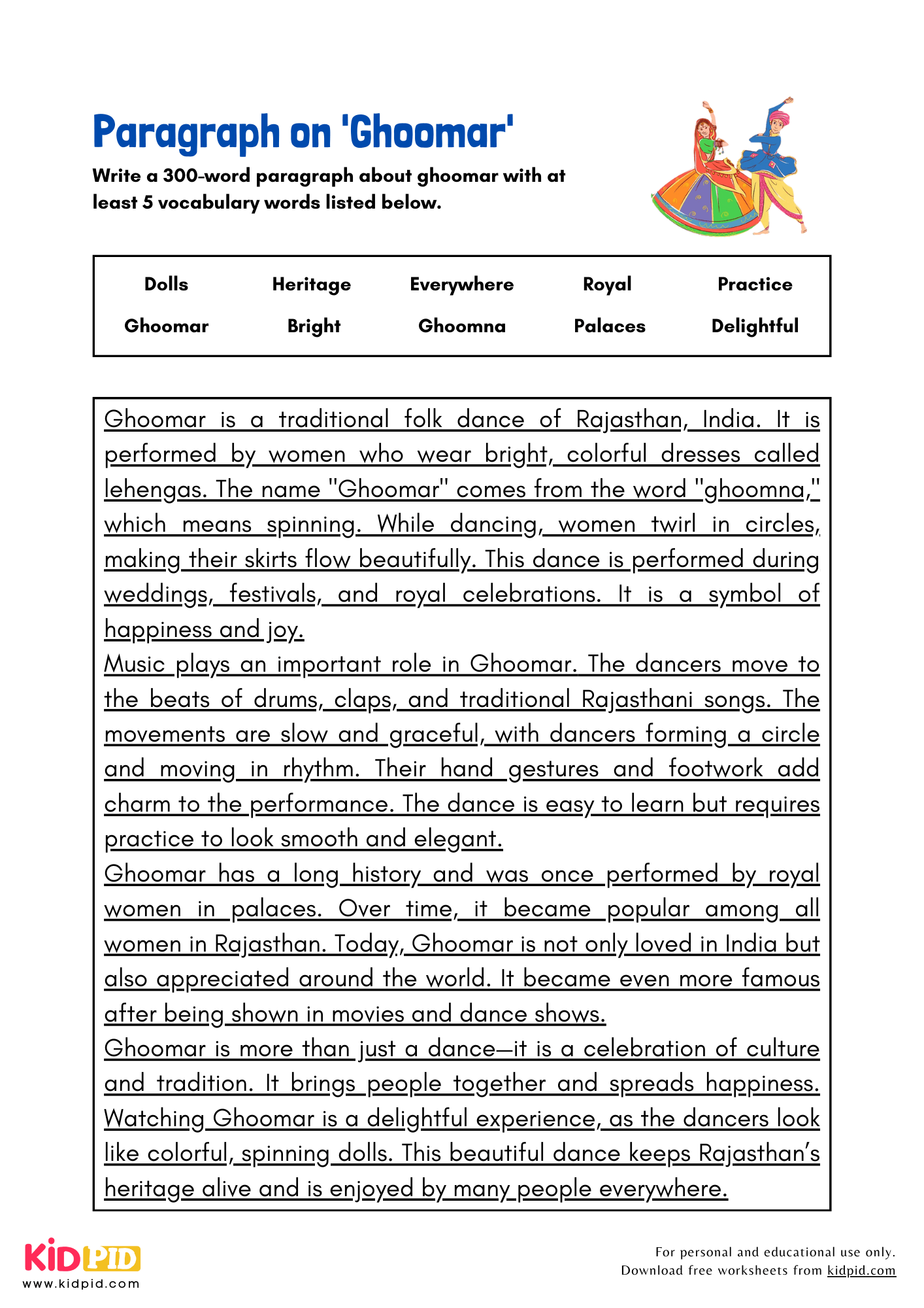 Paragraph on 'Ghoomar' - 300 Words