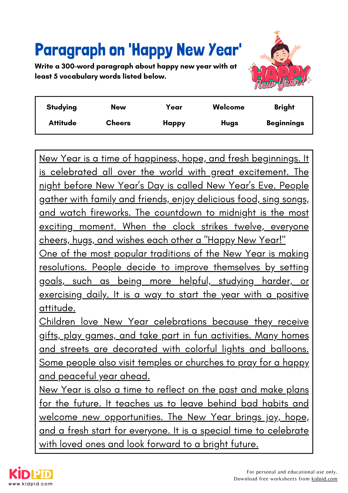 Paragraph on 'Happy New Year' - 300 Words