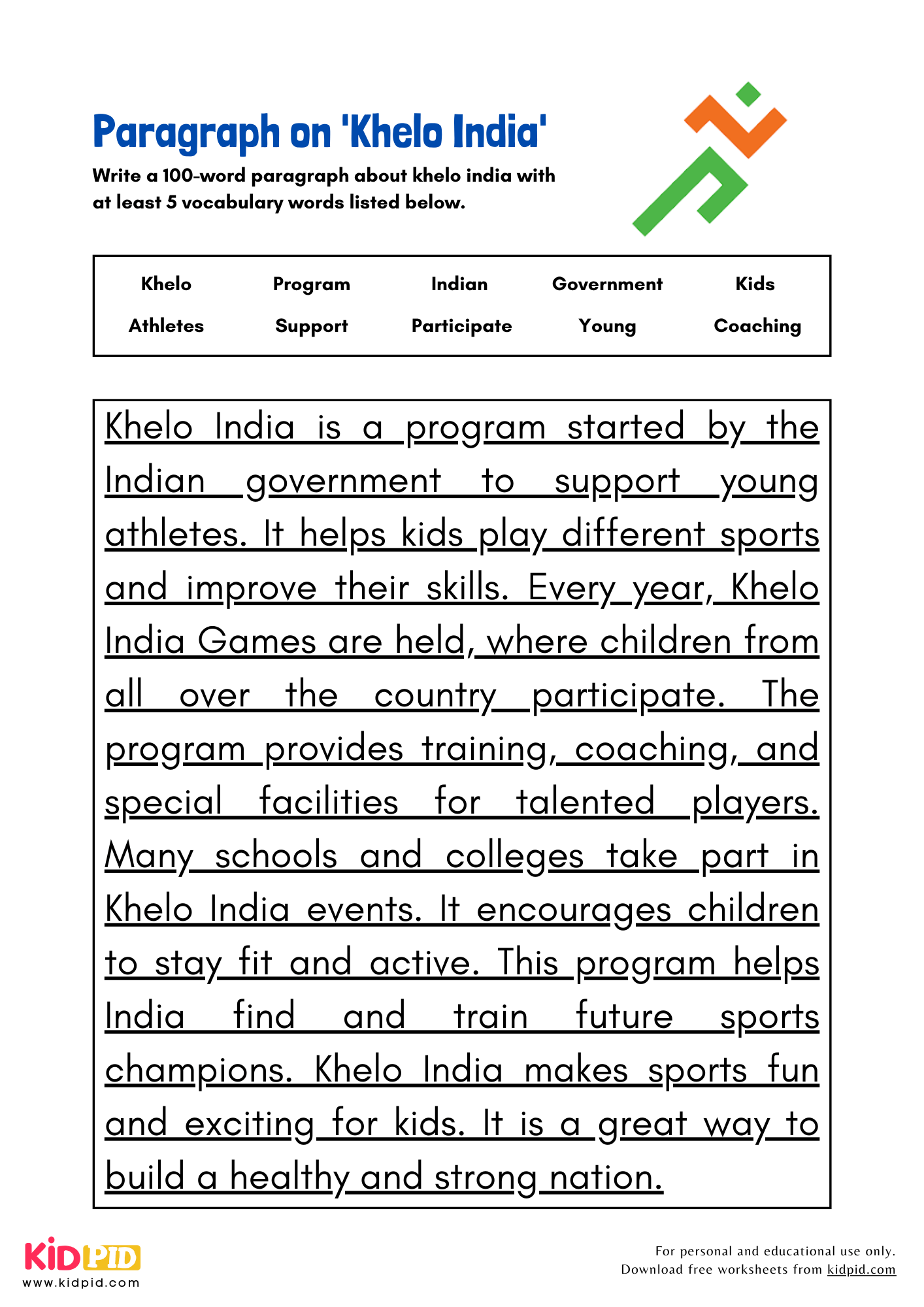 Paragraph on 'Khelo India' - 100 Words