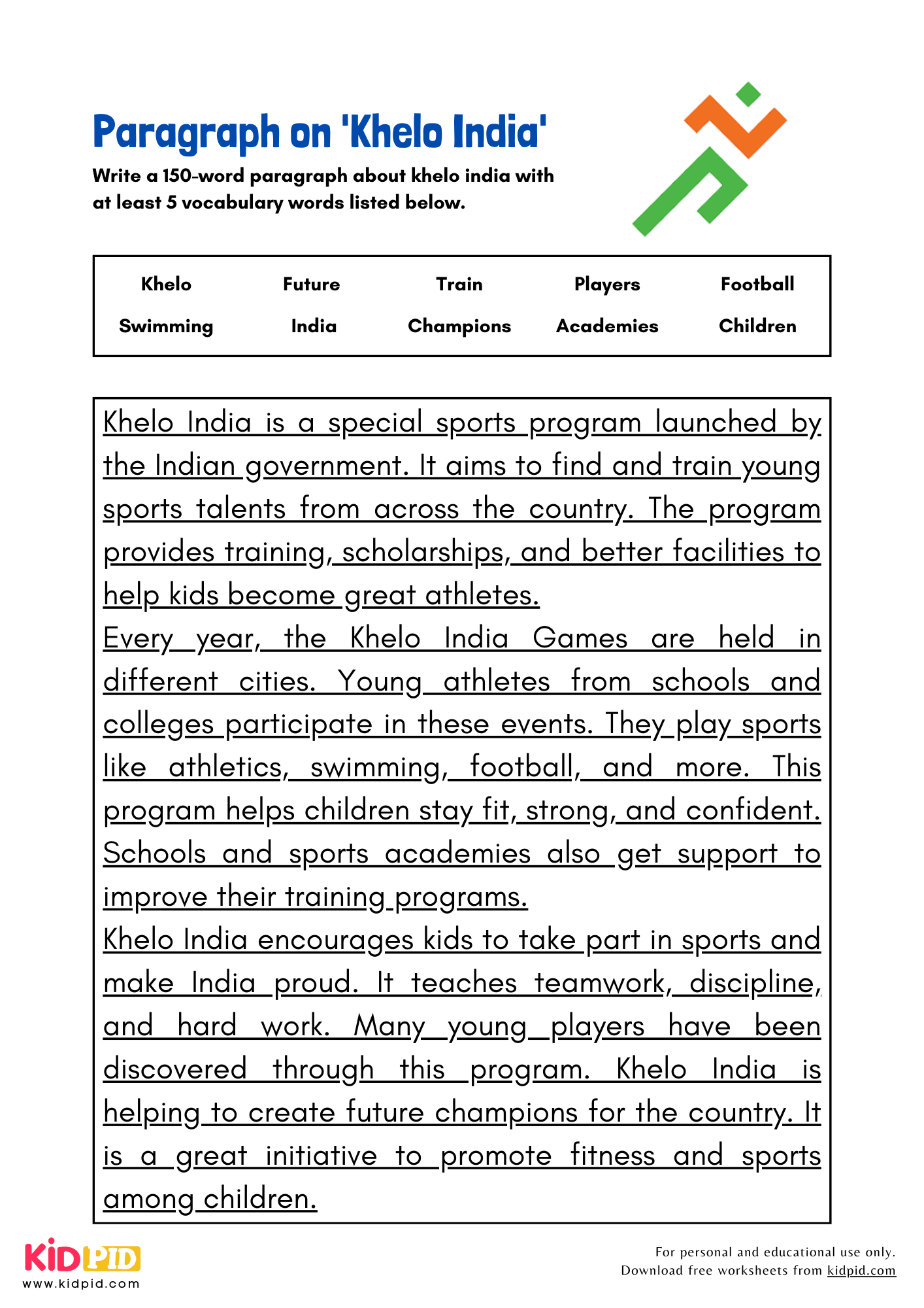 Paragraph on 'Khelo India' - 150 Words