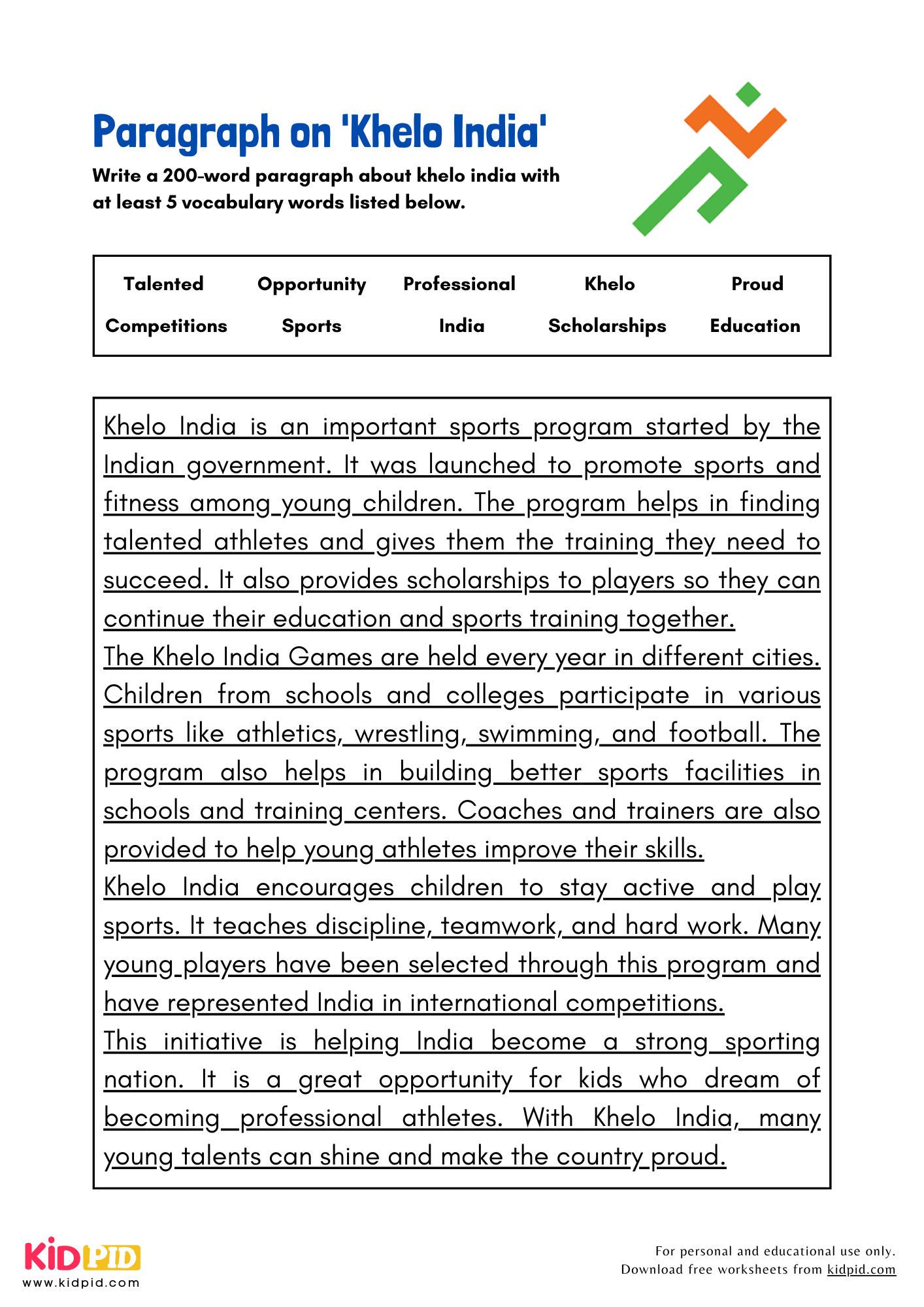 Paragraph on 'Khelo India' - 200 Words