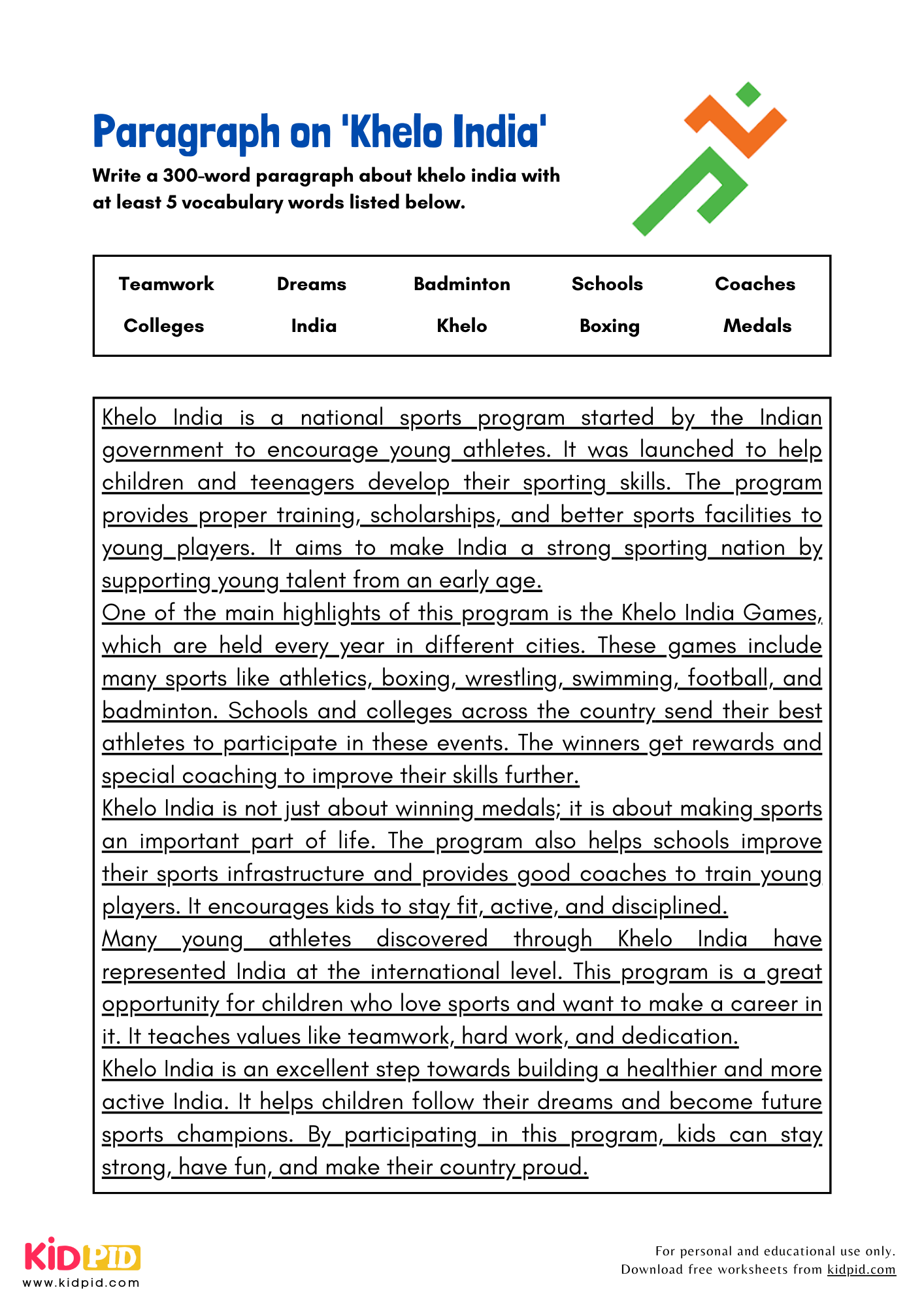 Paragraph on 'Khelo India' - 300 Words