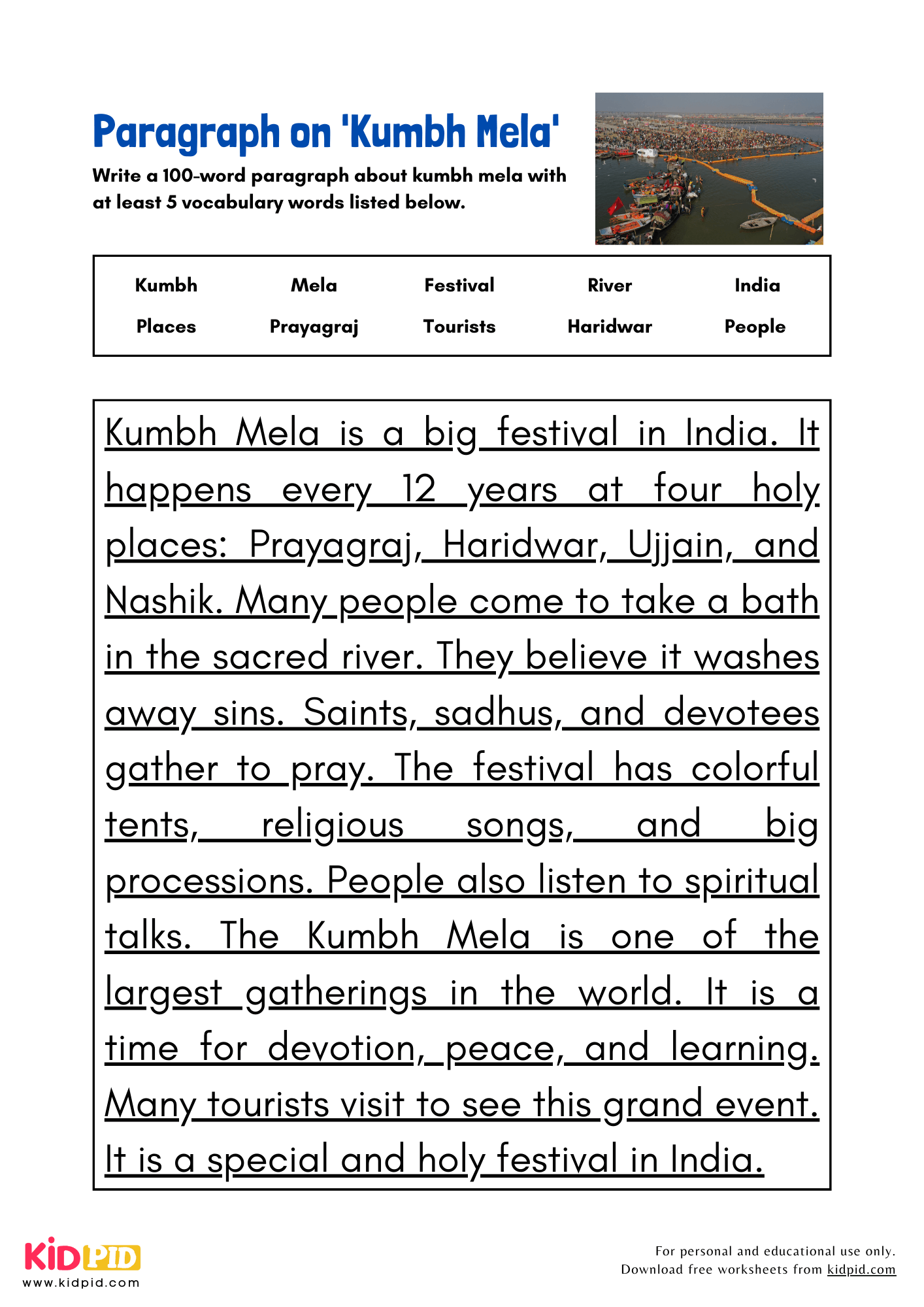 Paragraph on 'Kumbh Mela' - 100 Words