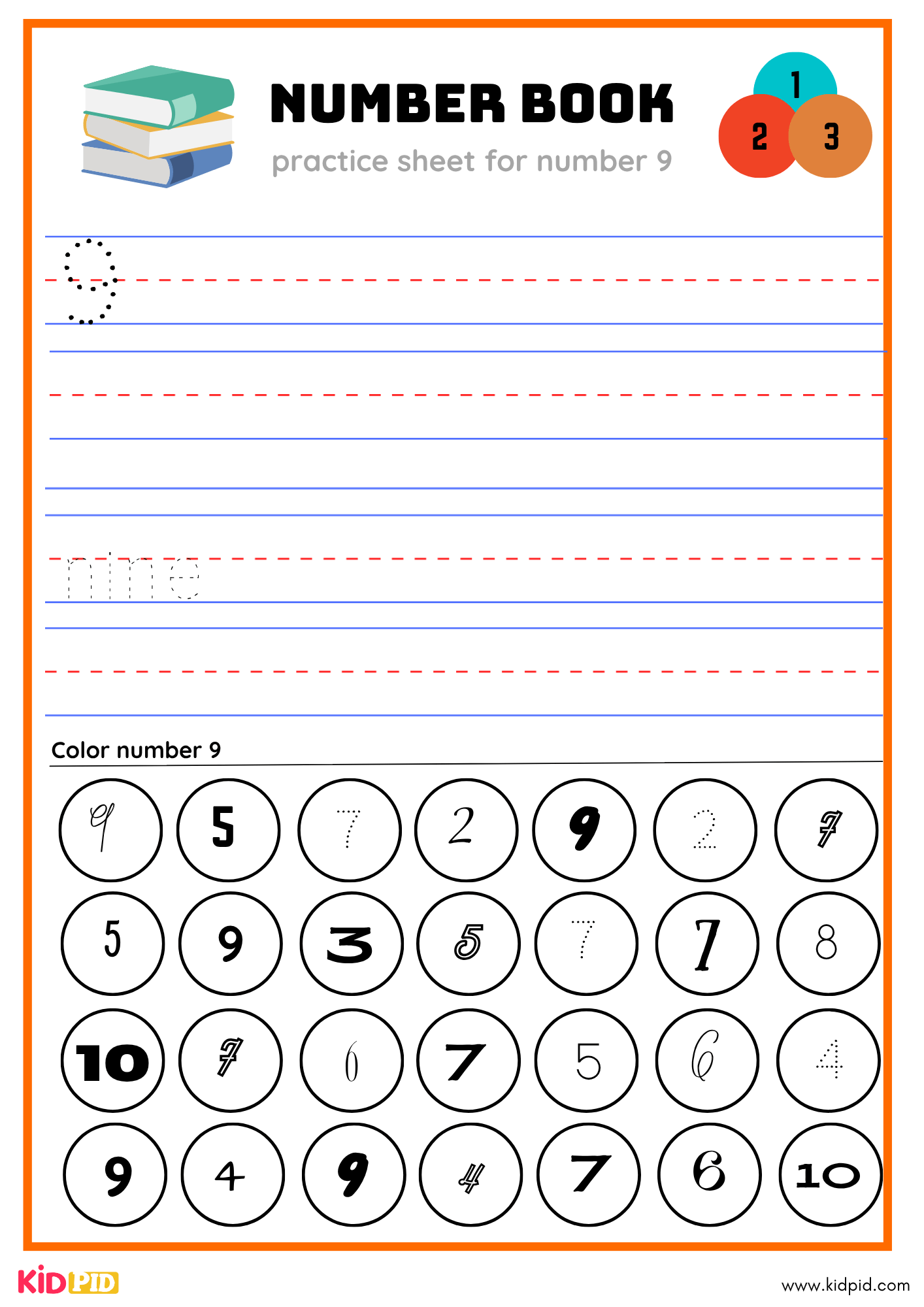 Nine Number Tracing Book