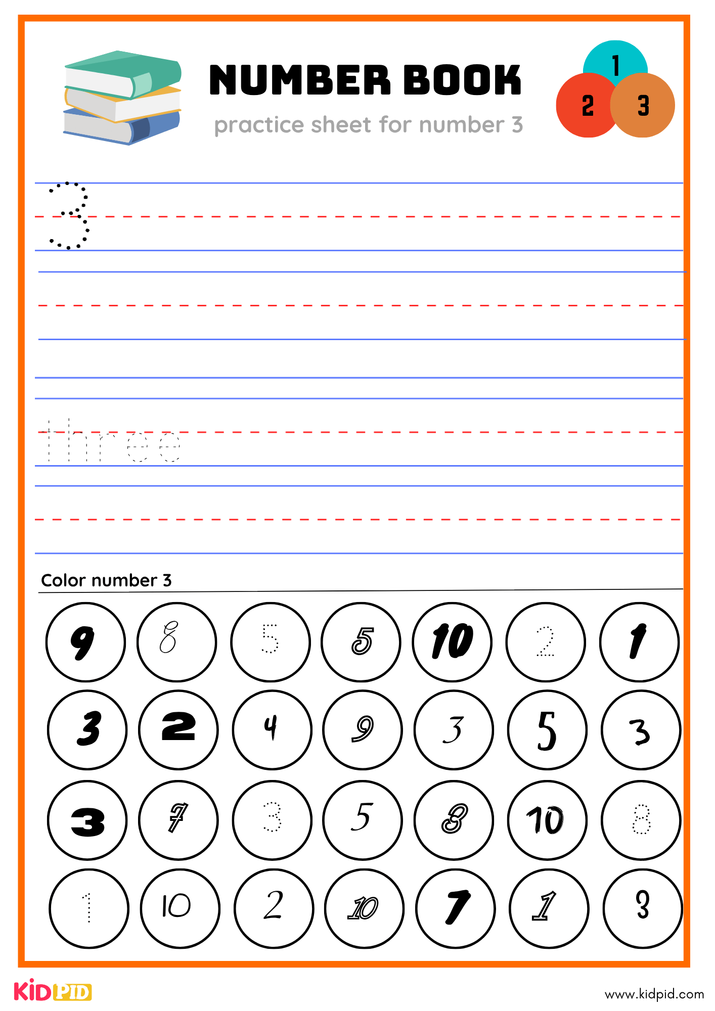 Three Number Tracing Book