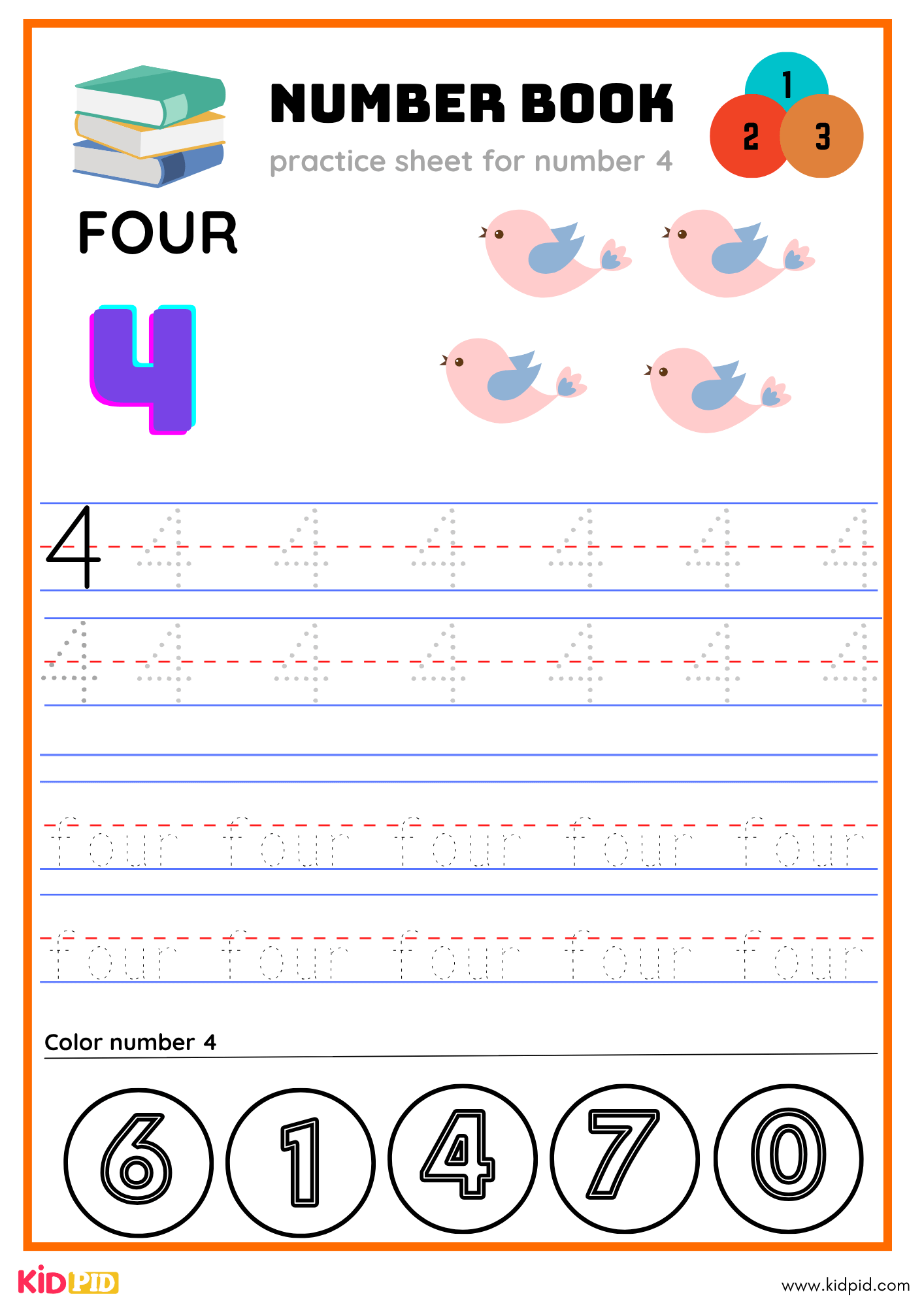 Four Number Tracing Book