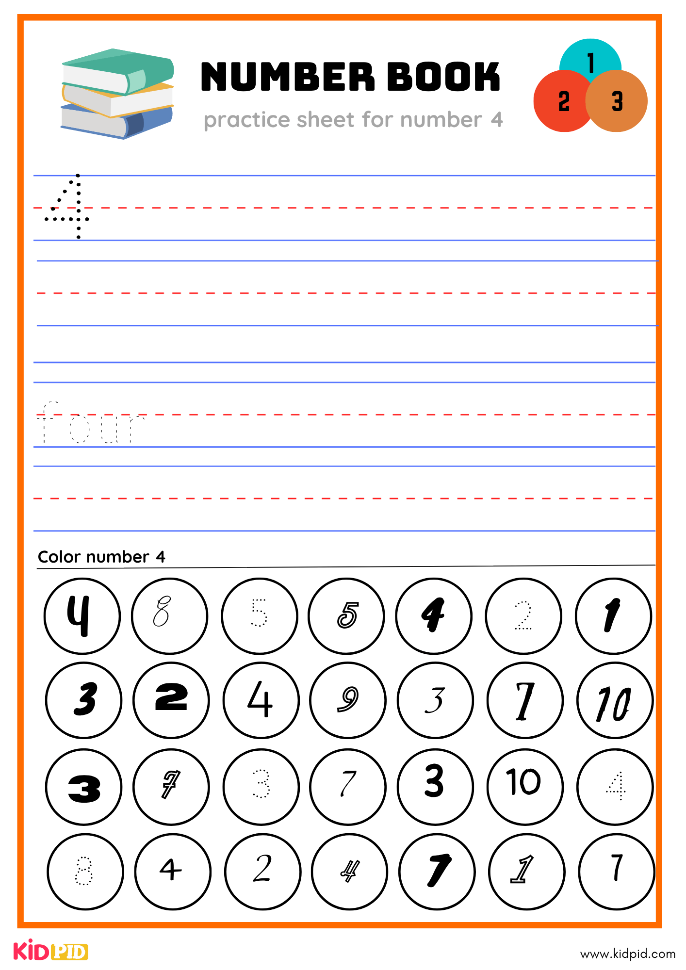 Four Number Tracing Book