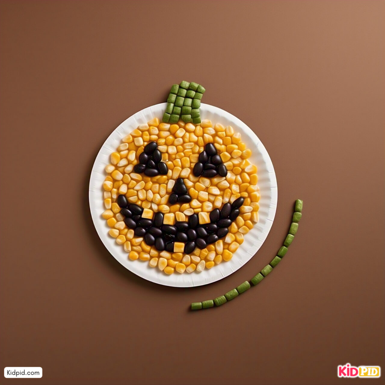 Easy Corn and Beans Halloween Pumpkin Art for Kids
