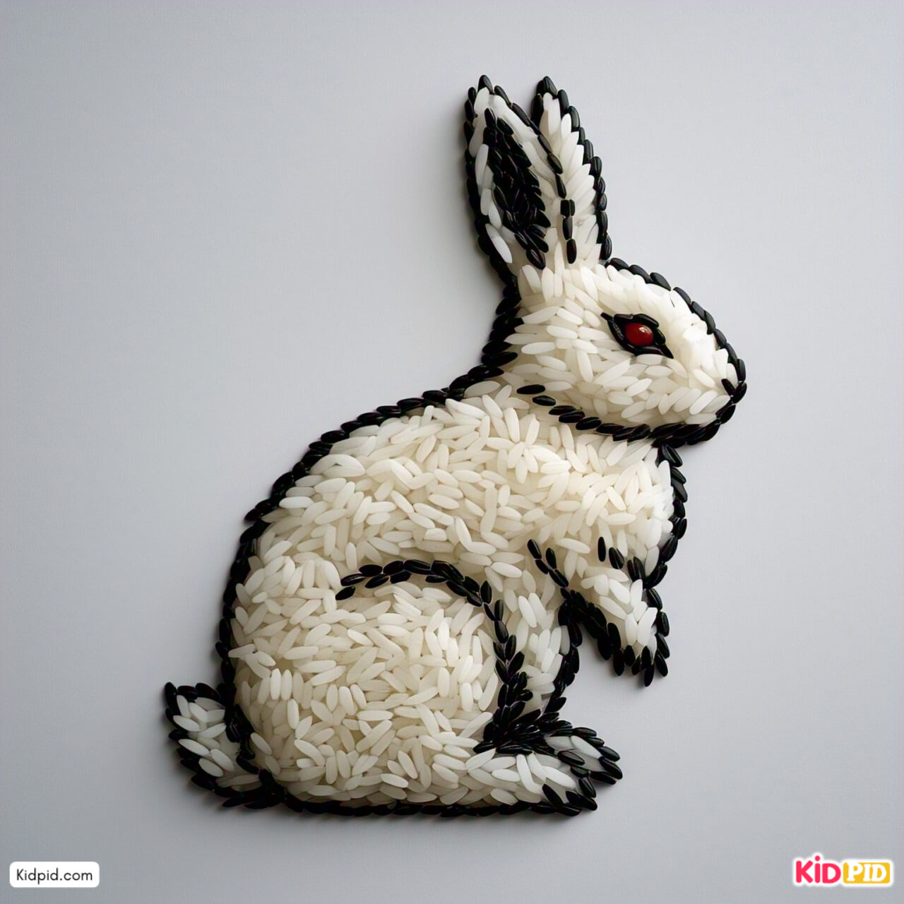 Super Cute Rabbit Art Idea Using Rice and Beans