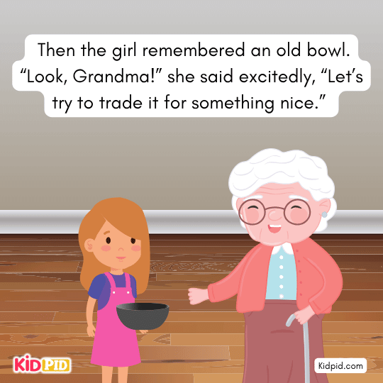 Girl finds old bowl to trade for trinket