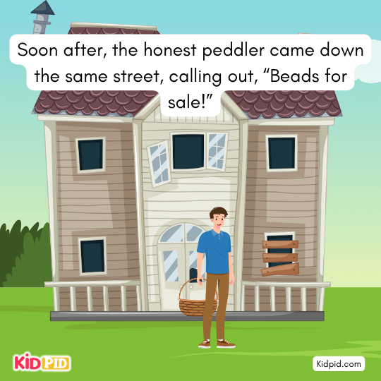 Honest peddler arrives calling beads for sale