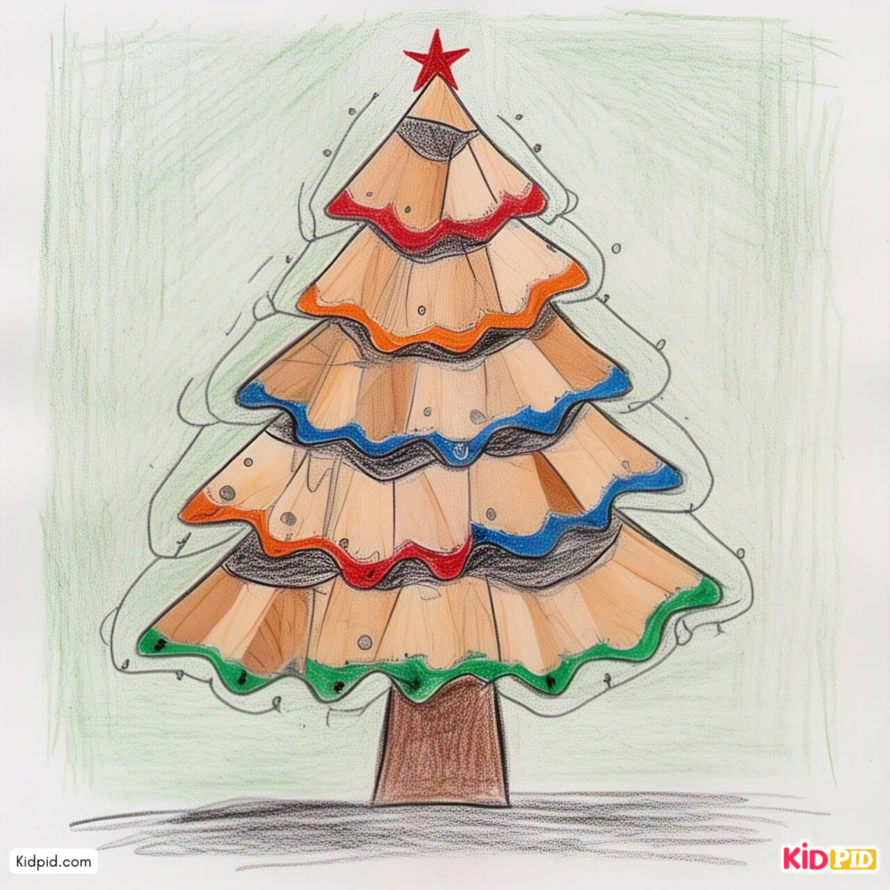 A Colorful Pencil Shavings Christmas Tree Craft Idea for Kids