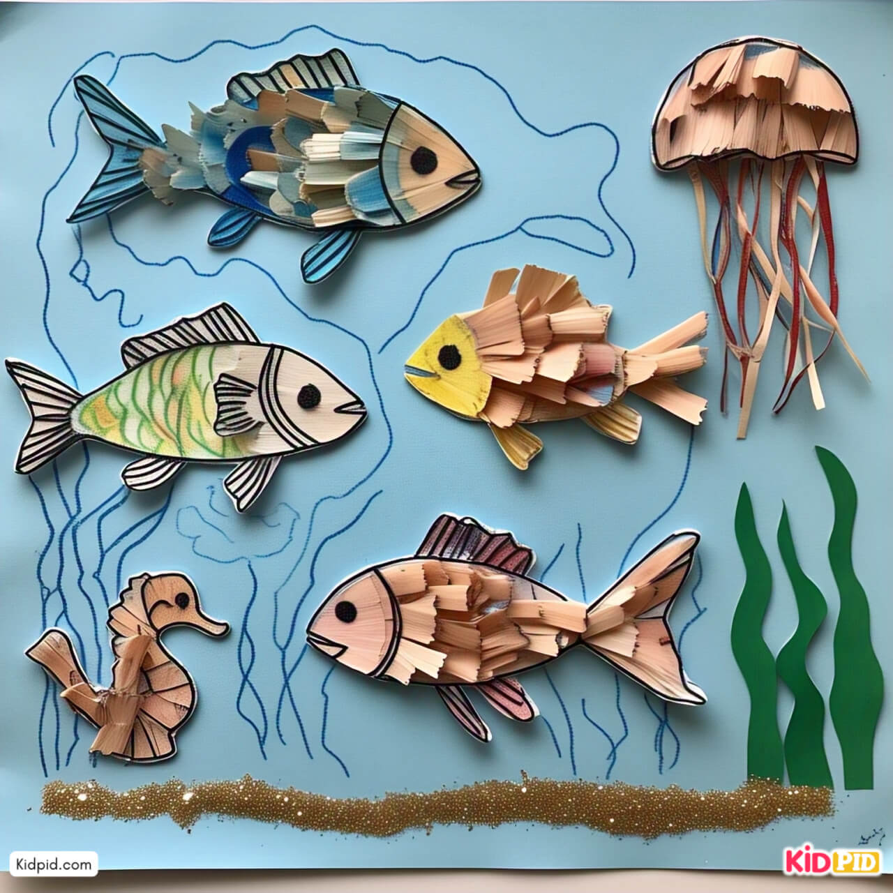 Beautiful Underwater Sea Creatures Art & Craft for Kids Using Pencil Shavings