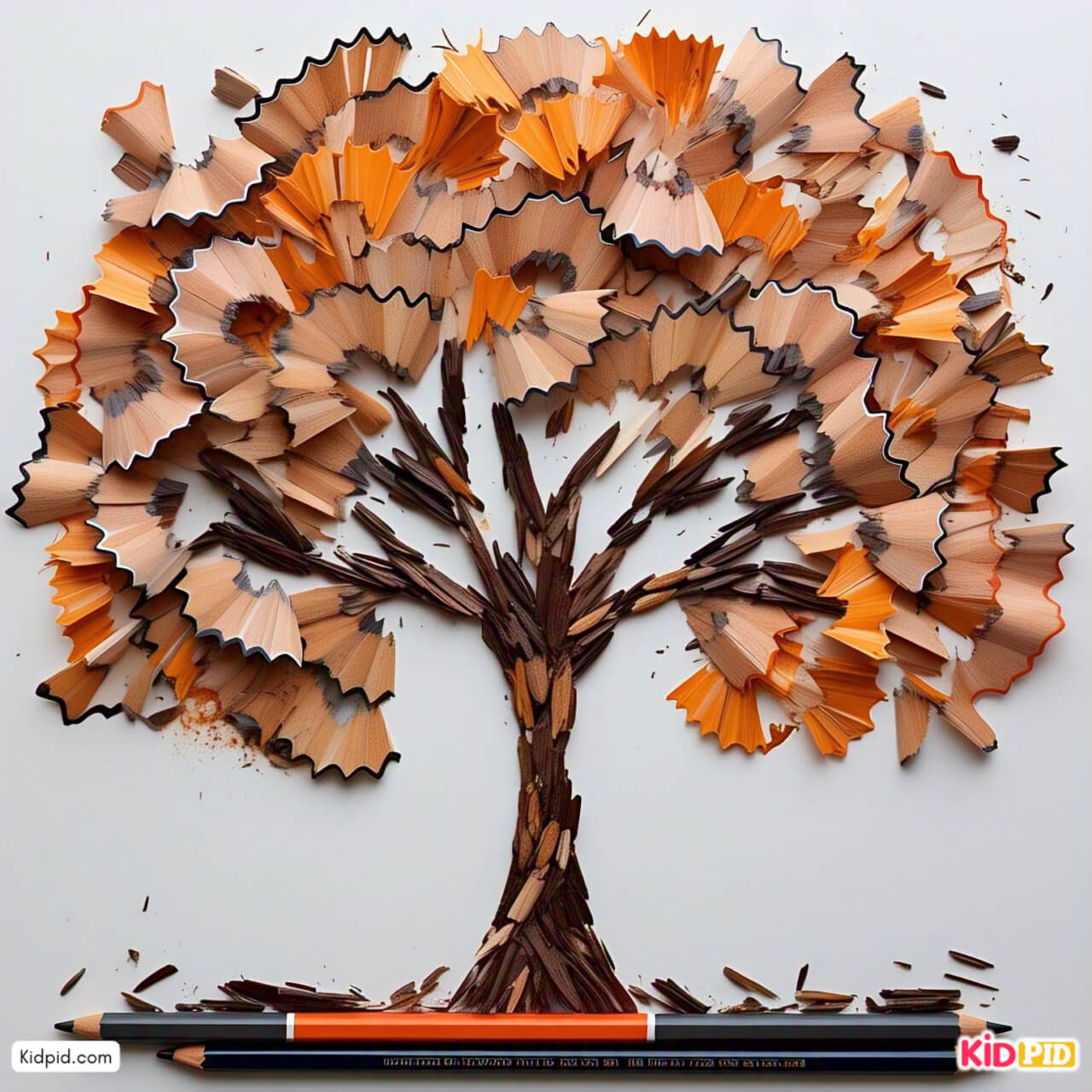 Easy Pencil Shavings Autumn Tree Craft Idea for Beginners