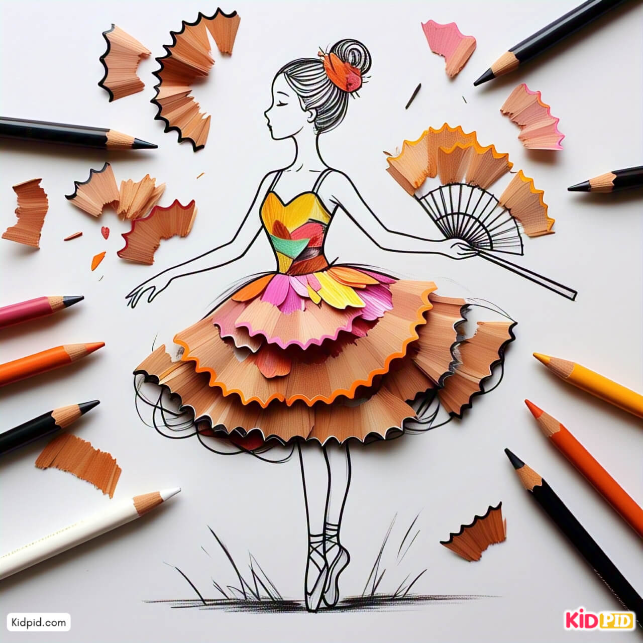 Easy Pencil Shavings Ballerina Dress Art & Craft Idea for Children