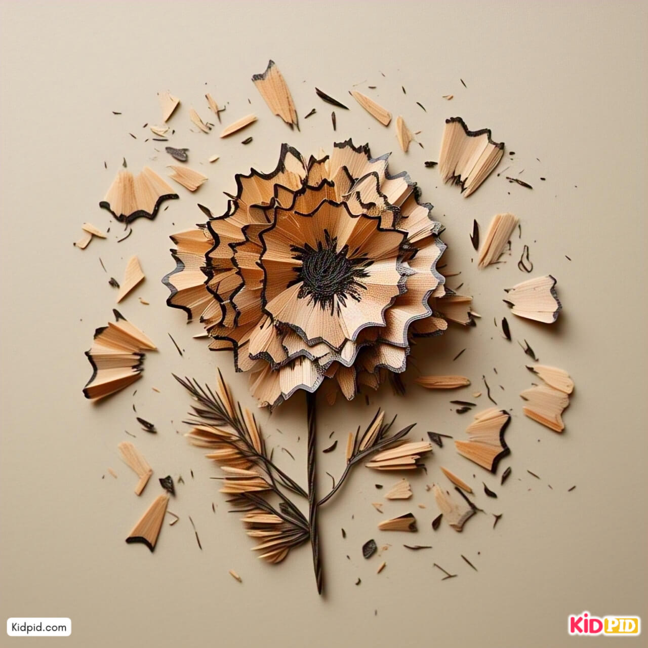 Pretty Pencil Shavings Flower Art & Craft Idea for Kids