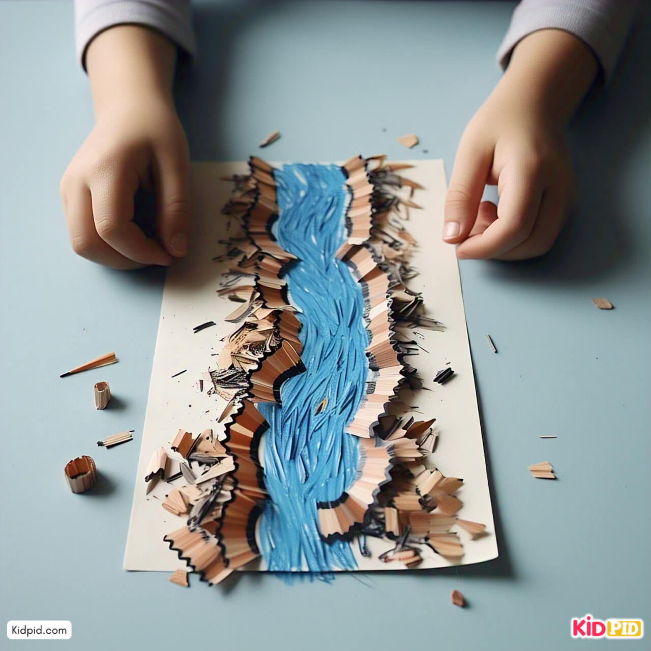 Simple Pencil Shavings Flowing River Activity Idea for Kids