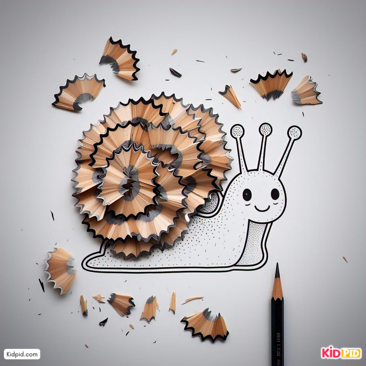 Super Cute Pencil Shavings Snail Craft Idea for Kids