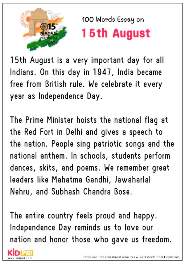Essay On 15th August in 100 Words