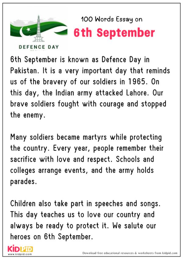Essay On 6th September in 100 Words