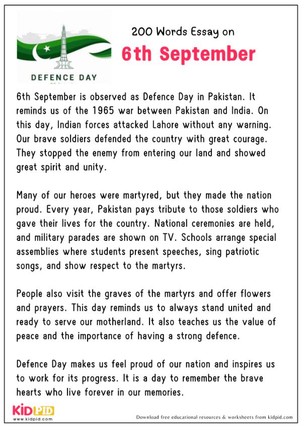 Essay On 6th September in 200 Words