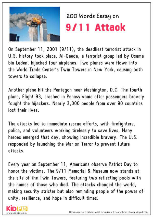 Essay On the 9/11 Attack in 200 Words