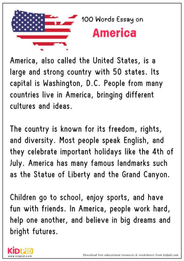 Essay On America in 100 Words