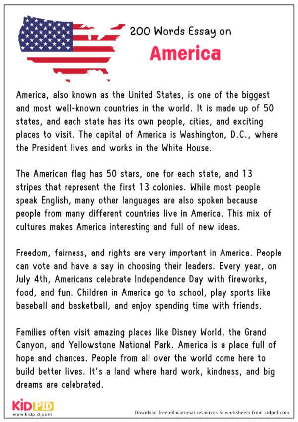 Essay On America in 200 Words