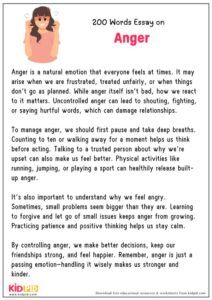 Anger : Essay, 10 Pointers and Questions - Kidpid