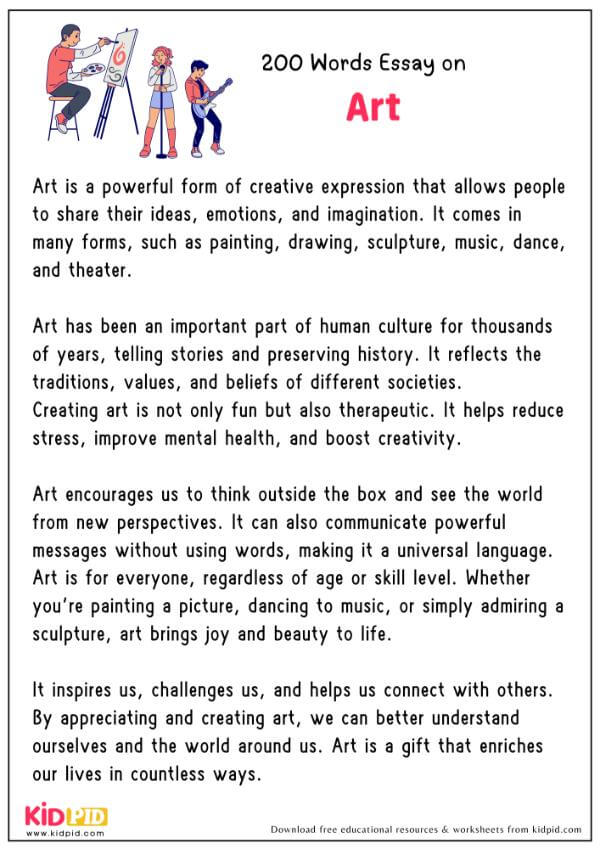 Essay On Art in 200 Words
