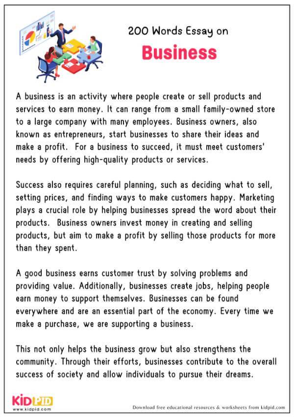 Essay On Business in 200 Words