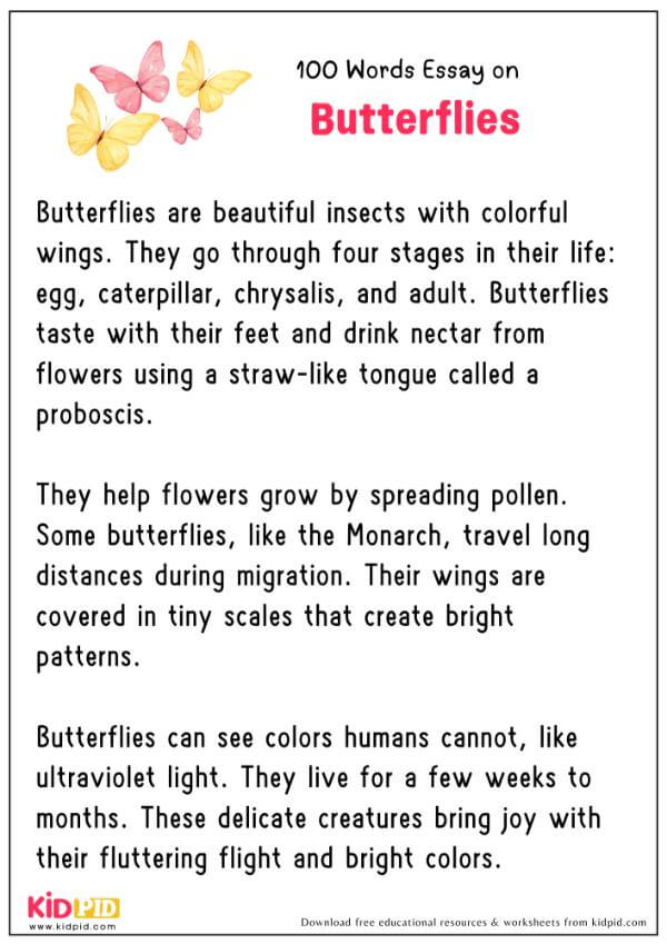 Essay On Butterflies in 100 Words