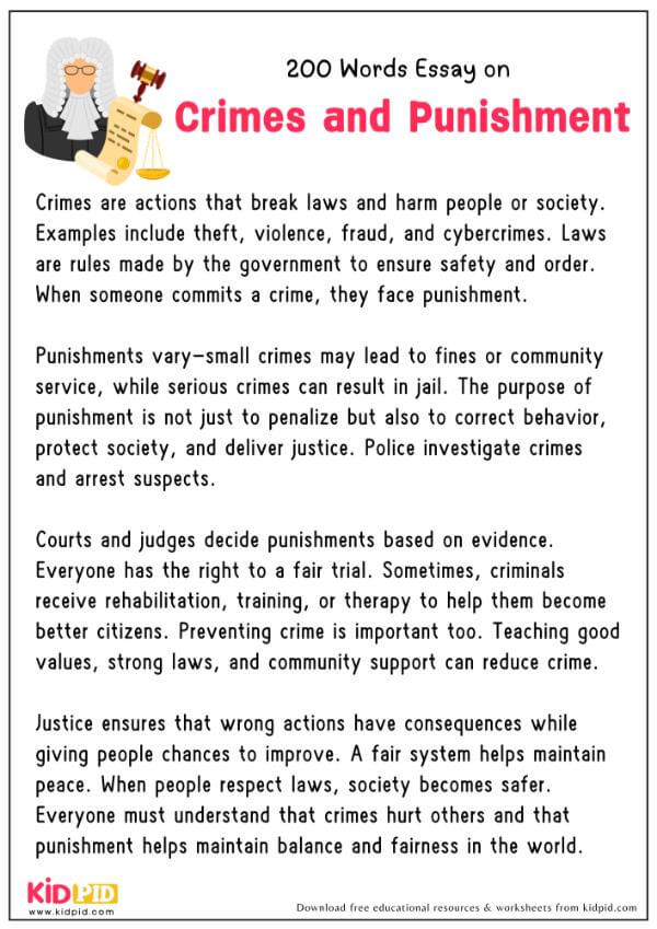 Essay On Crimes and Punishment in 200 Words