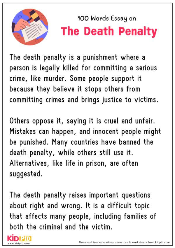 Essay On the Death Penalty in 100 Words