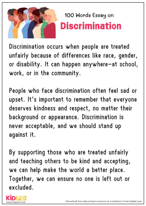Essay On Discrimination in 100 Words
