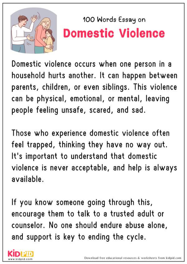Essay On Domestic Violence in 100 Words