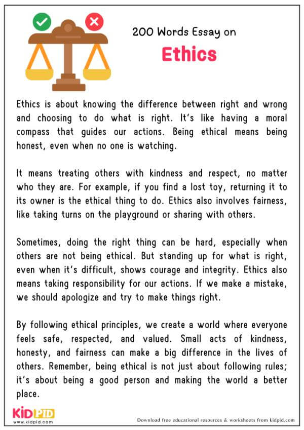Essay On Ethics in 200 Words