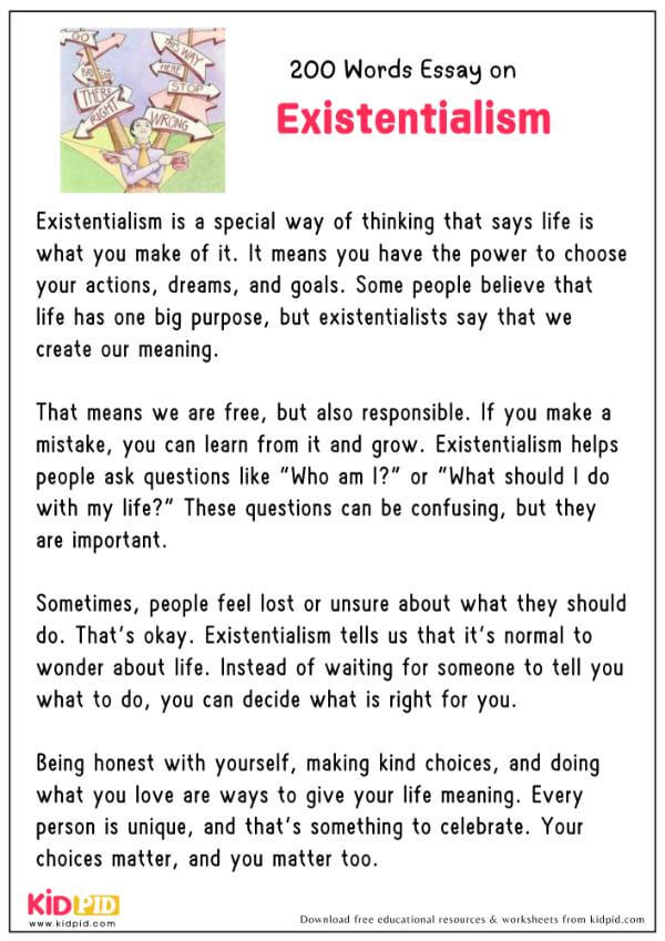 Essay On Existentialism in 200 Words