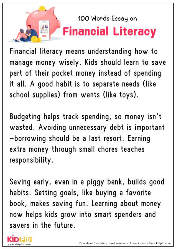 Essay On Financial Literacy in 100 Words