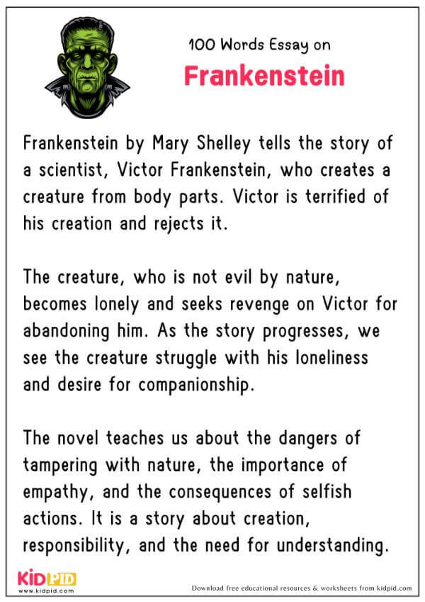 Essay On Frankenstein in 100 Words